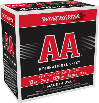 AA INTERNATIONAL 12 GAUGE 2-3/4” #9 SHOT SHOTGUN AMMO AA INTERNATIONAL 12 GAUGE 2-3/4” 7/8 OZ #9 SHOT 25/BOX