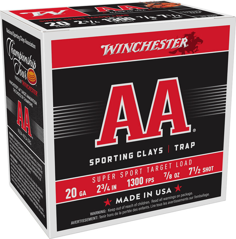 AA SUPER SPORT SPORTING CLAYS 20 GAUGE SHOTGUN AMMO AA SPORTING CLAYS 20 GAUGE 2-3/4'' 7/8 OZ #7.5 SHOT 25/BOX