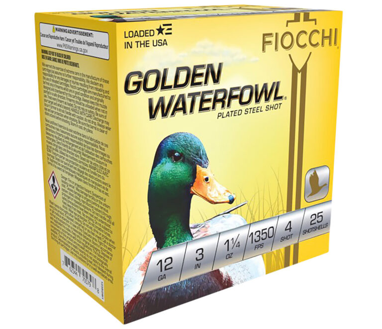 Fiocchi 123SGW4 Golden Waterfowl  12Gauge 3" 1 1/4oz 4Shot 25 Per Box/10 Case
