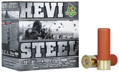 HEVI-Shot HS60004 HEVI-Steel  12Gauge 3″ 1 1/4oz 4Shot 25 Per Box/10 Case
