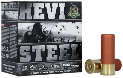 HEVI-Shot HS61222 HEVI-Steel  12Gauge 2.75″ 1 1/8oz 2Shot 25 Per Box/10 Case