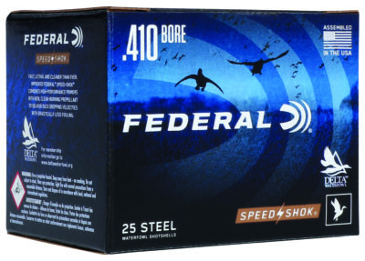 SPEED-SHOK 410 BORE 3” #6 SHOT SHOTGUN AMMO SPEED-SHOK 410 BORE 3” 3/8OZ #6 SHOT 25/BOX