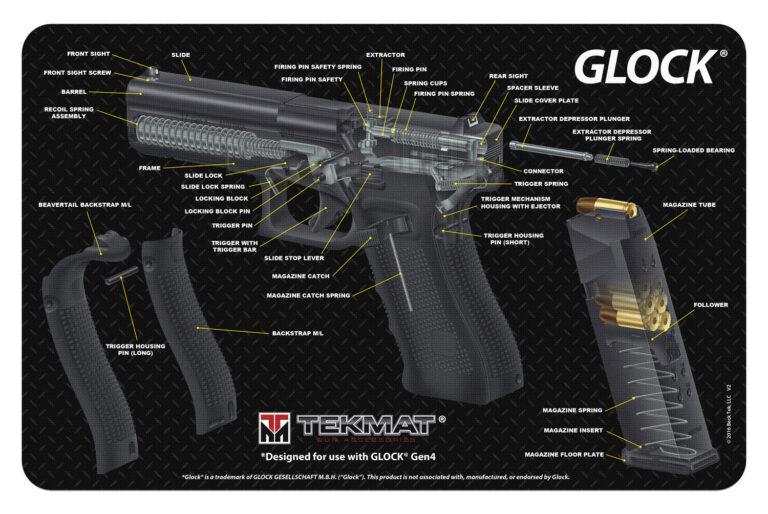 TekMat TEKR17GLOCKCA Cleaning Mat Multi-Color Rubber 11"x17" Glock 3D Cutaway
