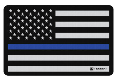 TekMat TEKR17POLICE Police Support Cleaning Mat Black/White/Blue Rubber 11″x17″ Blue Line Flag