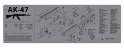TekMat TEKR36AK47GY AK-47 Cleaning Mat Black/Gray Rubber 12″x36″ AK-47 Parts Diagram