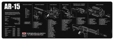 TekMat TEKR36AR15 AR-15 Cleaning Mat Black/White Rubber 12″x36″ AR-15 Parts Diagram
