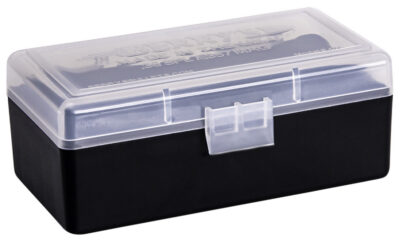 Berry’s 61687 Ammo Box  38 Special/357 Mag Clear/Black Polypropylene 50rd