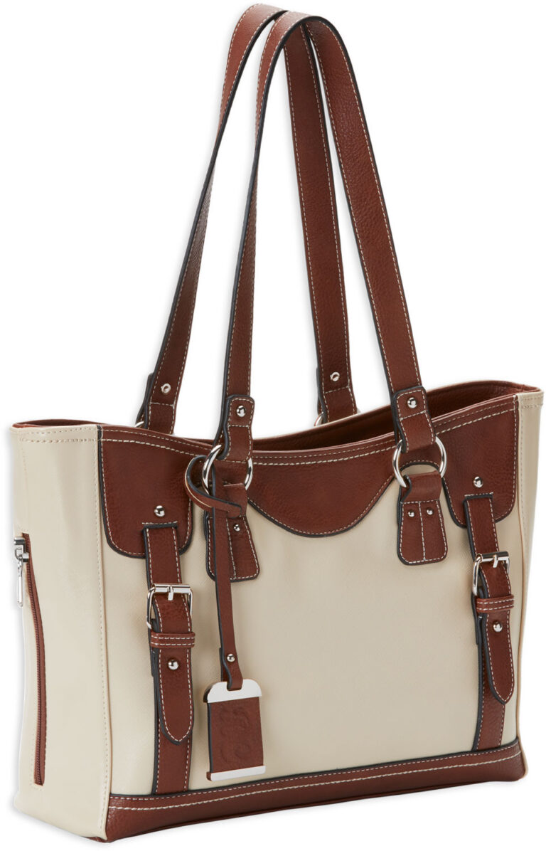 Bulldog BDP052 Tote Style Purse Medium Sand/Stone Leather Shoulder Small Autos,