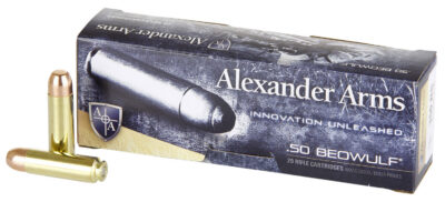 Alexander Arms AB350RSBOX Round Shoulder 50 Beowulf 350 gr Flat Point 20 Per Box/ 10 Case