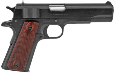 Colt Mfg O1911C38 1911 Government 38 Super 9+1 5″ Blued National Match Barrel, Serrated Steel Slide & Frame w/Beavertail, Black Cherry Checkered G10 Grip
