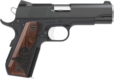 Dan Wesson 01838 Guardian  38 Super 9+1 4.25″ Stainless Steel Barrel, Black Duty Serrated Stainless Steel Slide, Black Aluminum Frame w/Beavertail, Wood Grip, Ambidextrous