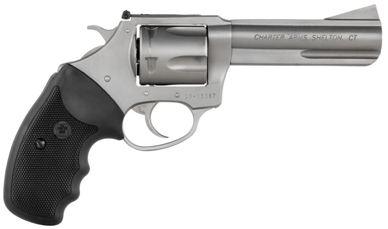 Charter Arms 74442 Bulldog Target Large 44 Special, 5 Shot 4.20" Matte Stainless Steel Barrel, Cylinder & Frame w/Black Finger Grooved Rubber Grip