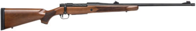 Mossberg 28121 Patriot  Full Size 300 Win Mag 3+1 24″ Matte Blued Fluted Threaded Barrel, Drilled & Tapped Matte Blued Stainless Steel Receiver, Walnut Fixed Stock, Right Hand