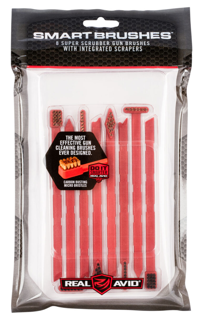 Real Avid AVSB01 Smart Brush Multi-Caliber Universal Firearm Plastic 5.50" Long Bronze/Nylon Bristles 8 Per Pkg