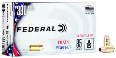 Federal TP380VHP1 Train + Protect  380ACP 85gr Versatile Hollow Point 50 Per Box/10 Case