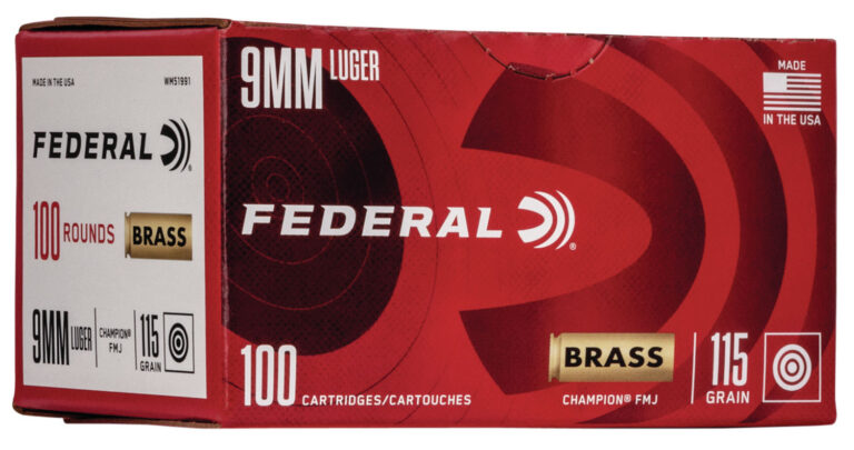FEDERAL 9MM 115GR FMJ 5/500 AMMO 100RD