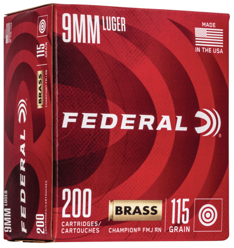 FEDERAL 9MM LUGER 115GR CHAMPION BRASS AMMO 200RD
