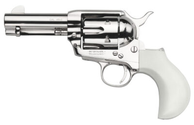 Taylors & Company 200073 1873 Cattleman 357 Mag Caliber with 3.50″ Barrel, 6rd Capacity Cylinder, Overall Nickel-Plated Finish Steel & Ivory Birdshead Synthetic Grip