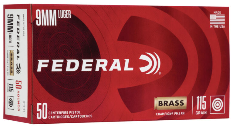 Federal Champion 9mm, 115 Grain, FMJ, 50rd Box (2,000 Boxes Per Pallet)