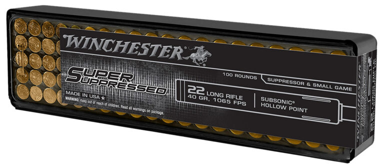 Winchester Ammo SUP22LRHP Super Suppressed 22 LR 40 gr Lead Round Nose (LRN) 10