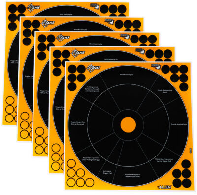 EZ-Aim 15248 Splash Reactive  Self-Adhesive Paper Black/Orange 12″ Bullseye 5 Pack