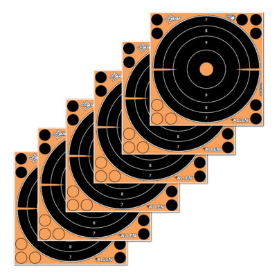EZ-Aim 15316 Splash Reactive  Self-Adhesive Paper Black/Orange 8″ Bullseye 6 Pack