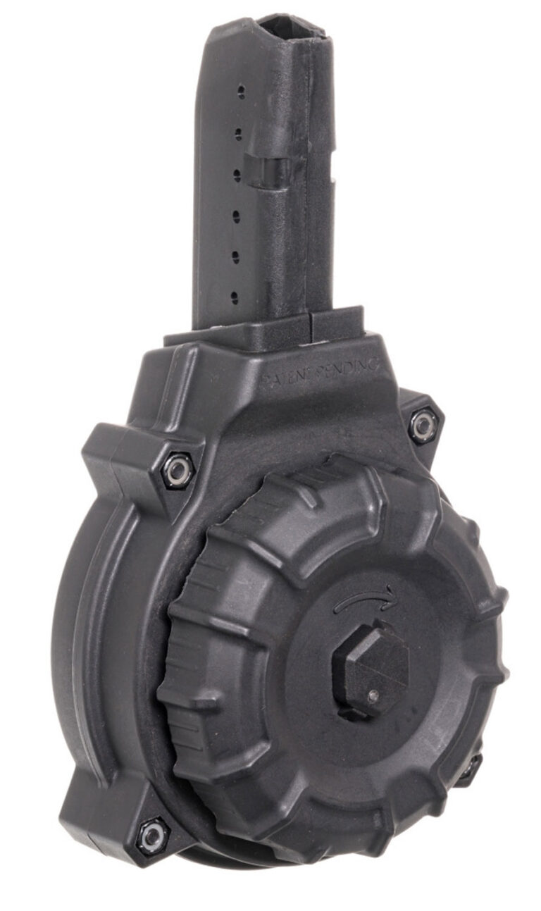 ProMag DRMA12 Standard 50rd Drum 9mm Luger Fits AR-15 Compatible w/ Glock Style Mags Black DuPont Zytel Polymer