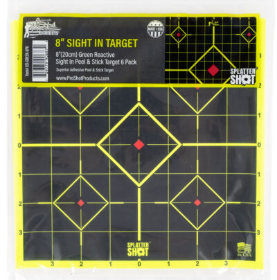 Pro-Shot 8SIGREEN6PK SplatterShot Sight-In Self-Adhesive Paper Black/Green 8″ 5-Diamond 6 Pack