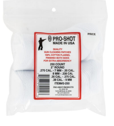 Pro-Shot 2250 Cleaning Patches  .270 – .38 Cal 2″ Round Cotton Flannel 250 Pack