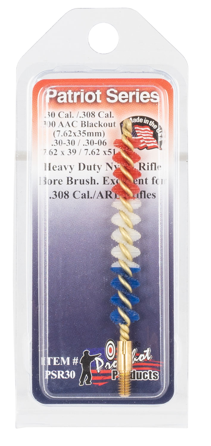 Pro-Shot PSR30 Rifle Bore Brush Patriot .30 Cal Brass Core Nylon Bristle (Red, W
