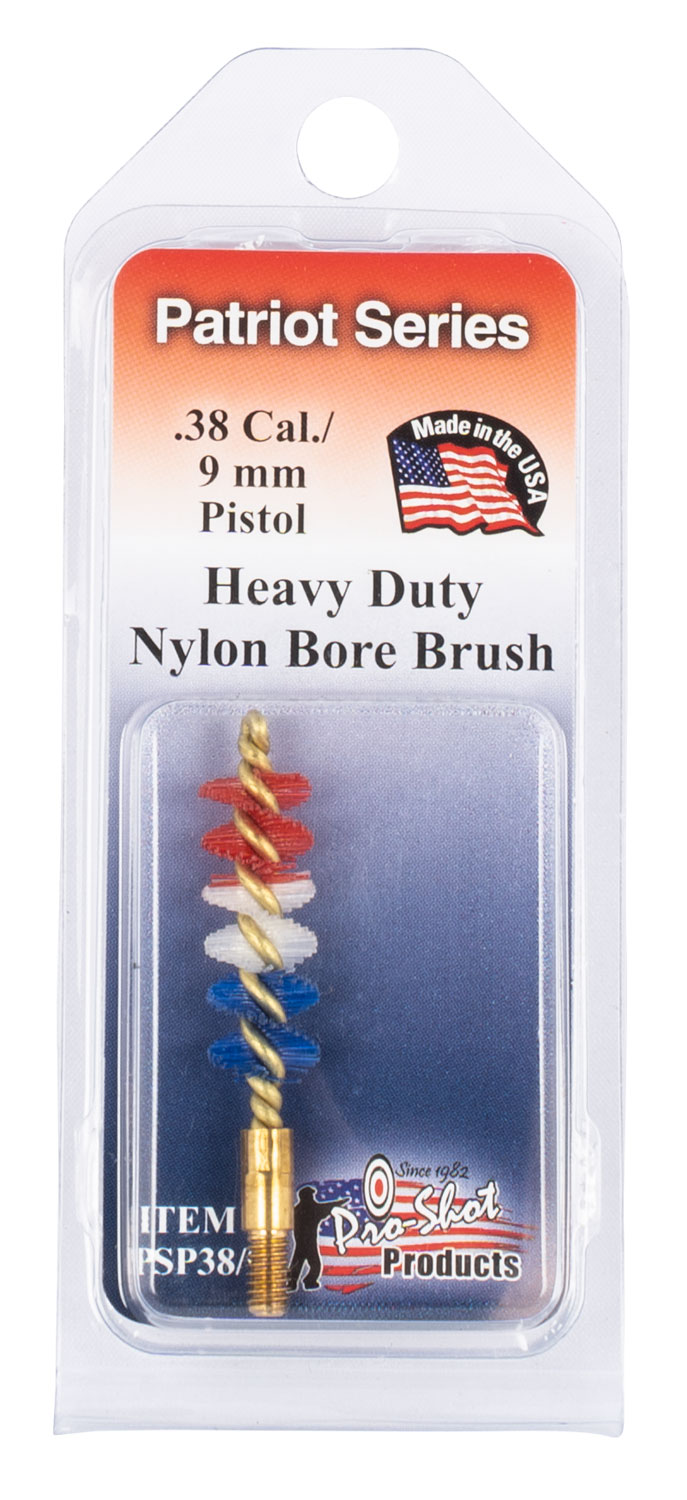 Pro-Shot PSP38/9 Pistol Bore Brush Patriot .38,9mm Brass Core Nylon Bristle (Red