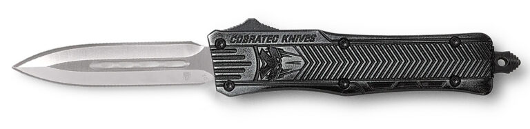 CobraTec Knives SSWCTK1SDAGNS CTK-1  Small 2.75" OTF Dagger Plain D2 Steel Blade/Stonewashed Aluminum Handle Features Glass Breaker Includes Pocket Clip