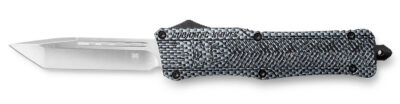 CobraTec Knives LCFCTK1LTNS CTK-1  Large 3.75″ OTF Tanto Plain D2 Steel Blade/Carbon Fiber Aluminum Handle Features Glass Breaker Includes Pocket Clip