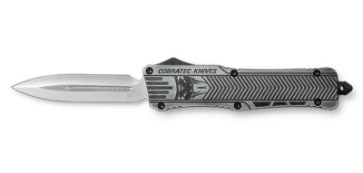 CobraTec Knives LSWCTK1LFAGNS CTK-1  Large 3.75″ OTF Dagger Plain D2 Steel Blade/Stonewashed Aluminum Handle Features Glass Breaker Includes Pocket Clip