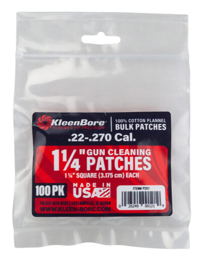 KleenBore P201 Super Shooter  .22 – .270 Cal 1.25″ 100% Cotton Flannel 100 Per Pack
