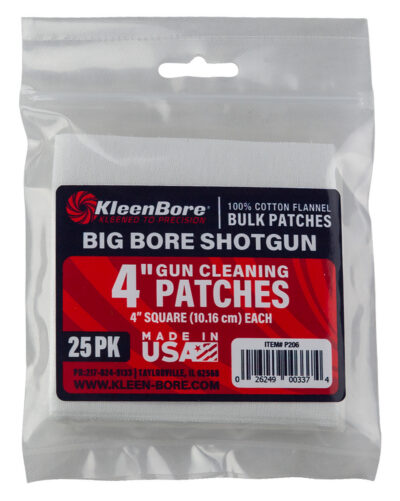 KleenBore P206 Super Shooter  Big Bore Shotgun/ 37/40mm Launcher  4″ 100% Cotton Flannel 25 Per Pack