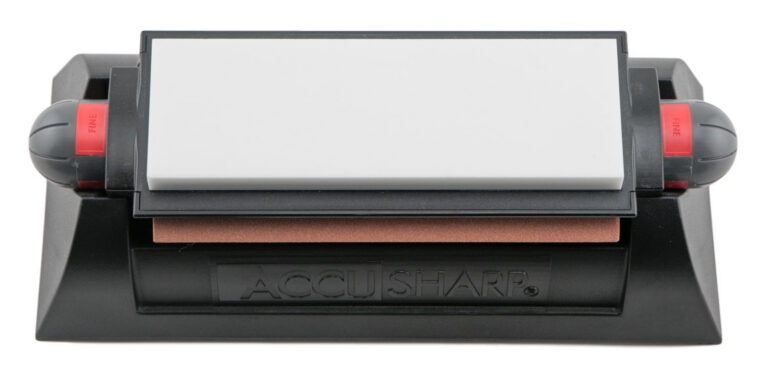 AccuSharp 025C Tri-Stone Deluxe Sharpening System Coarse, Medium, Fine Diamond, Alumina, Ceramic Sharpener Rubber Handle