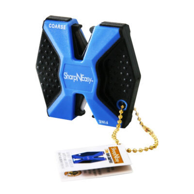 AccuSharp 334C SharpNEasy 2-Step Sharpener Hand Held Fine Coarse Ceramic Stone Sharpener Plastic Handle Black/Blue