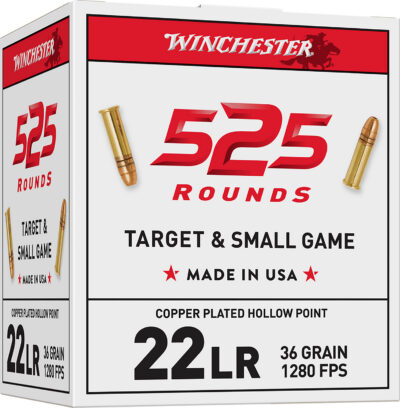 Winchester Ammo 22LR525HP USA  22LR 36gr Copper Plated Hollow Point 525 Per Box/10 Case *Bulk