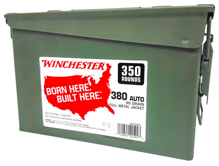Winchester Ammo WW380C USA 380 ACP 95 gr Full Metal Jacket (FMJ) 350 Can/ 2 Cs