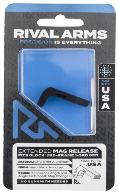 Rival Arms RA72G001A Magazine Release  Fits Glock Gen1-3 Extended Black Anodized