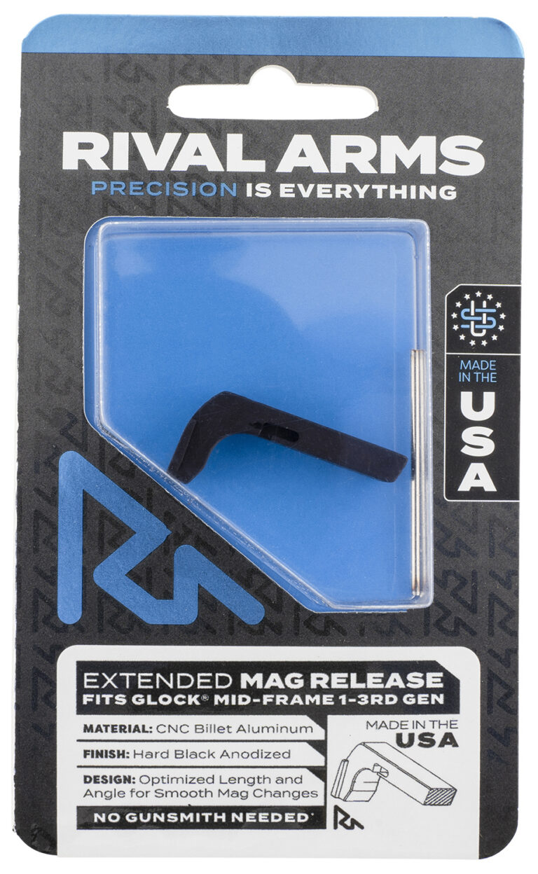 Rival Arms RA72G001A Magazine Release  Fits Glock Gen1-3 Extended Black Anodized