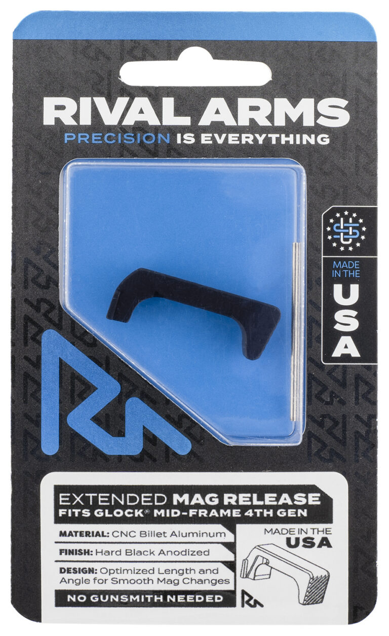 Rival Arms RA72G002A Magazine Release  Glock Gen4 Extended Hard Black Anodized Aluminum
