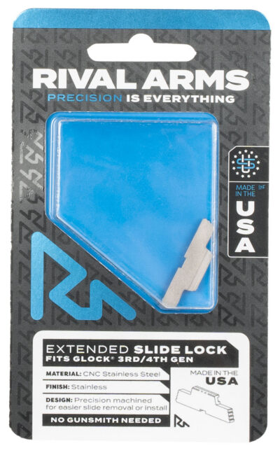 Rival Arms RA80G001D Slide Lock  Compatible With Glock Gen 3-4 Extended Stainles