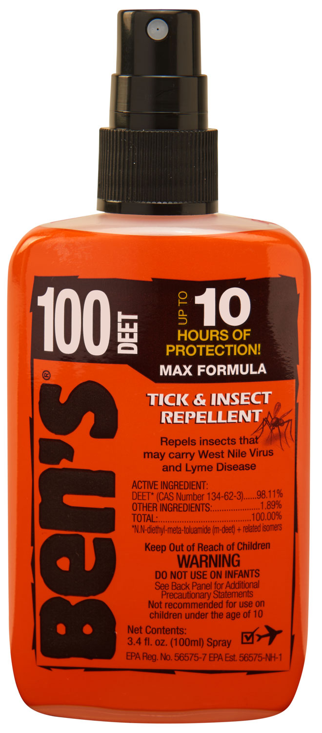 Ben's 00067080 100  Odorless Scent 3.40oz Spray Repels Ticks & Biting Insects Effective Up to 10 hrs