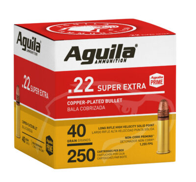 Aguila 1B221100 Standard High Velocity 22 LR 40 gr Copper-Plated Solid Point 250