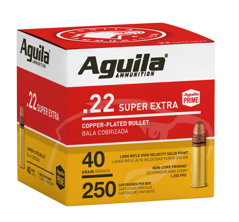 Aguila 1B221100 Standard High Velocity 22 LR 40 gr Copper-Plated Solid Point 250