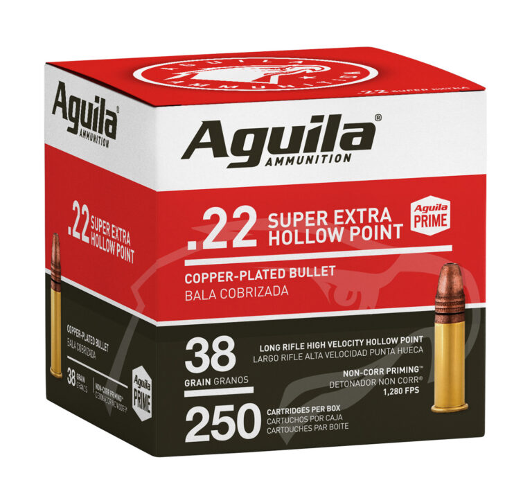 Aguila 1B221103 Standard High Velocity 22 LR 38 gr Copper Plated Hollow Point (CPHP) 250 Per Box/ 8 Cs