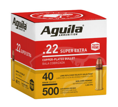 Aguila 1B221115 Standard High Velocity 22 LR 40 gr Copper-Plated Solid Point 500