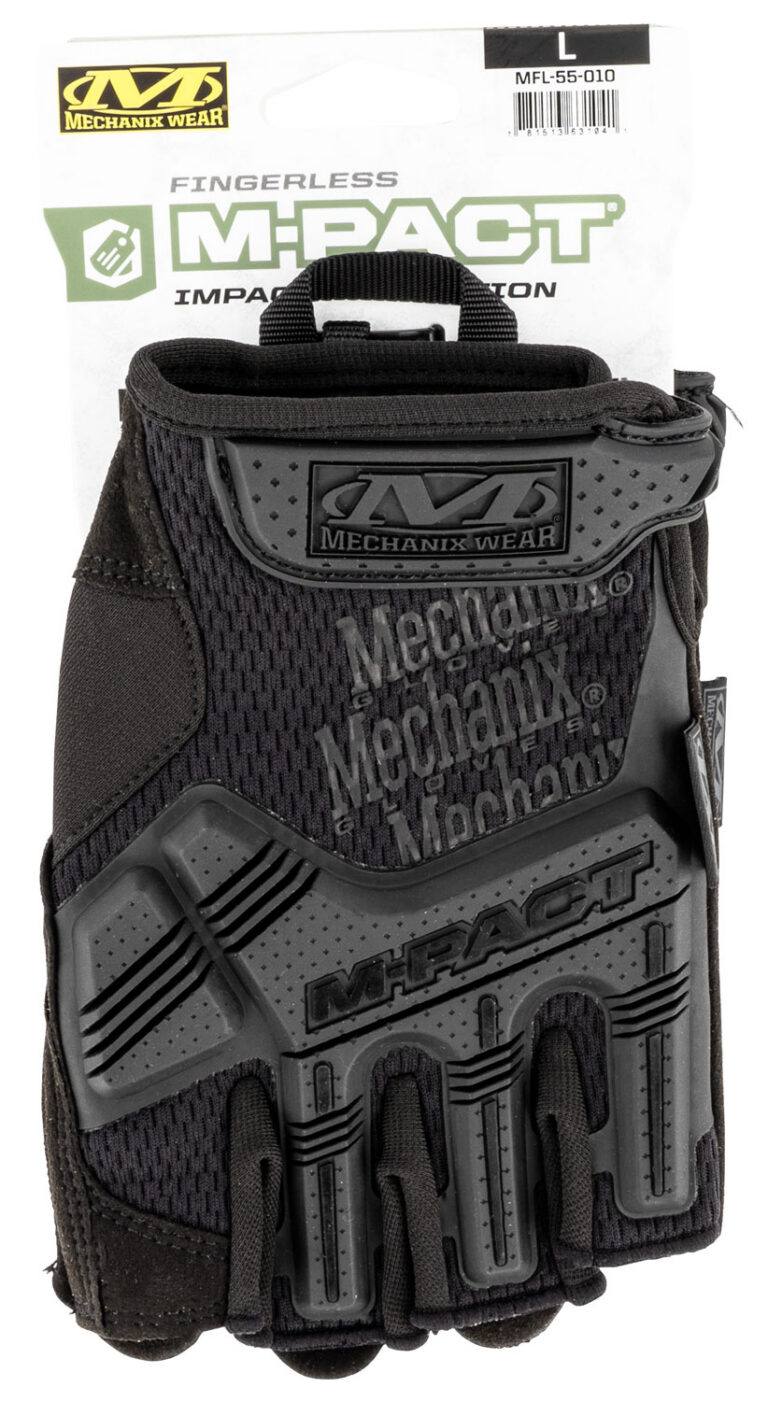 Mechanix Wear MFL55010 M-Pact Covert Black Fingerless Synthetic Leather Large TPR Closure